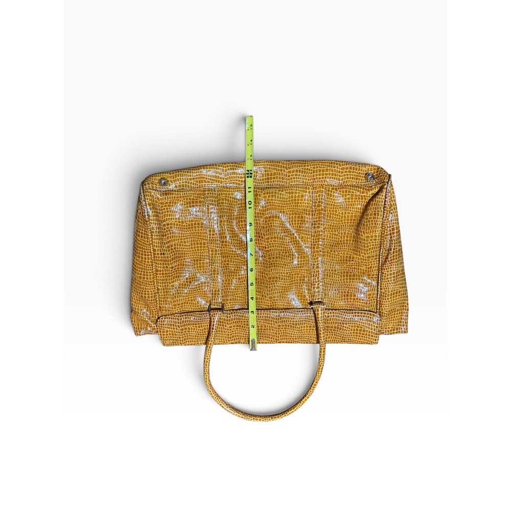 BCBG Max Azria Yellow Croc Embossed Leather Tote Bag Large Vintage Y2K Mob Wife - Picture 7 of 10